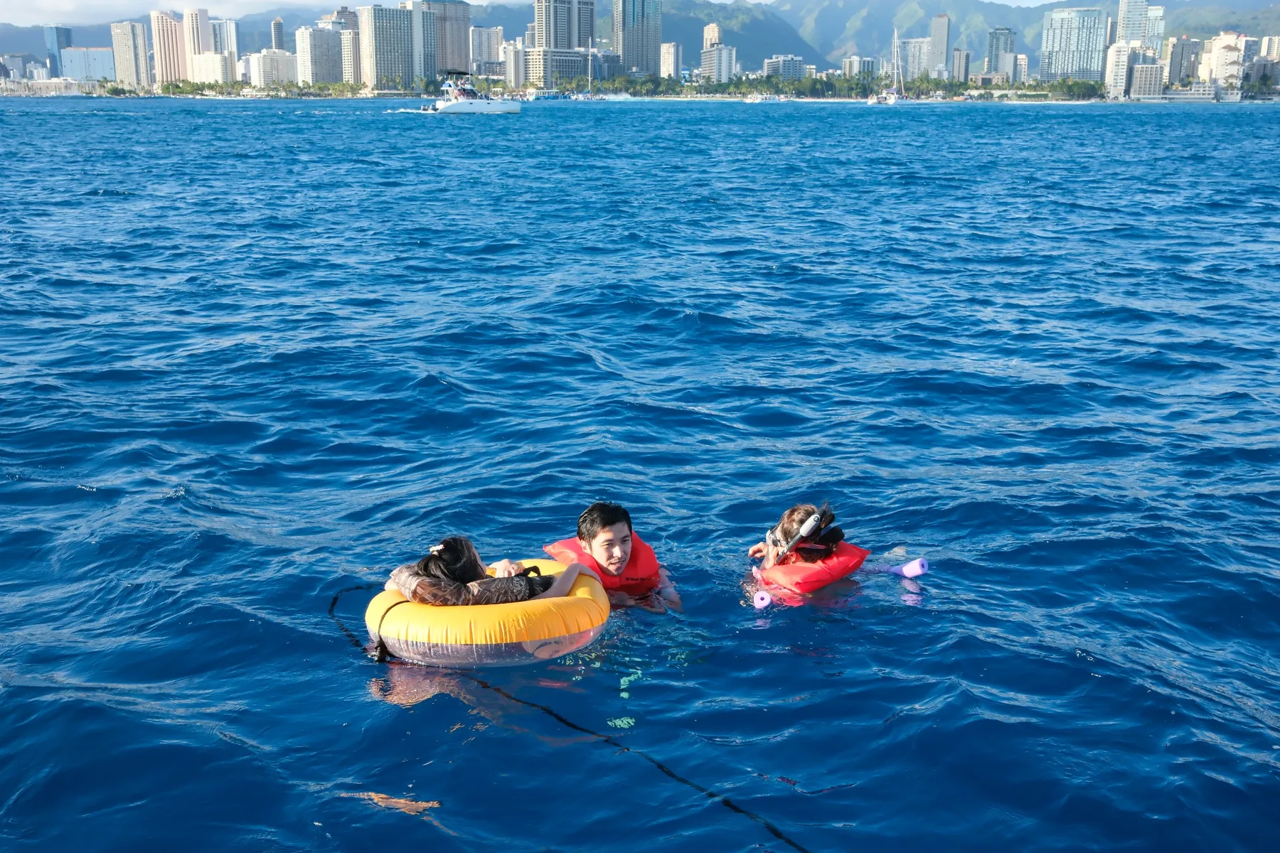 Ocean off Waikiki with the Honolulu skyline