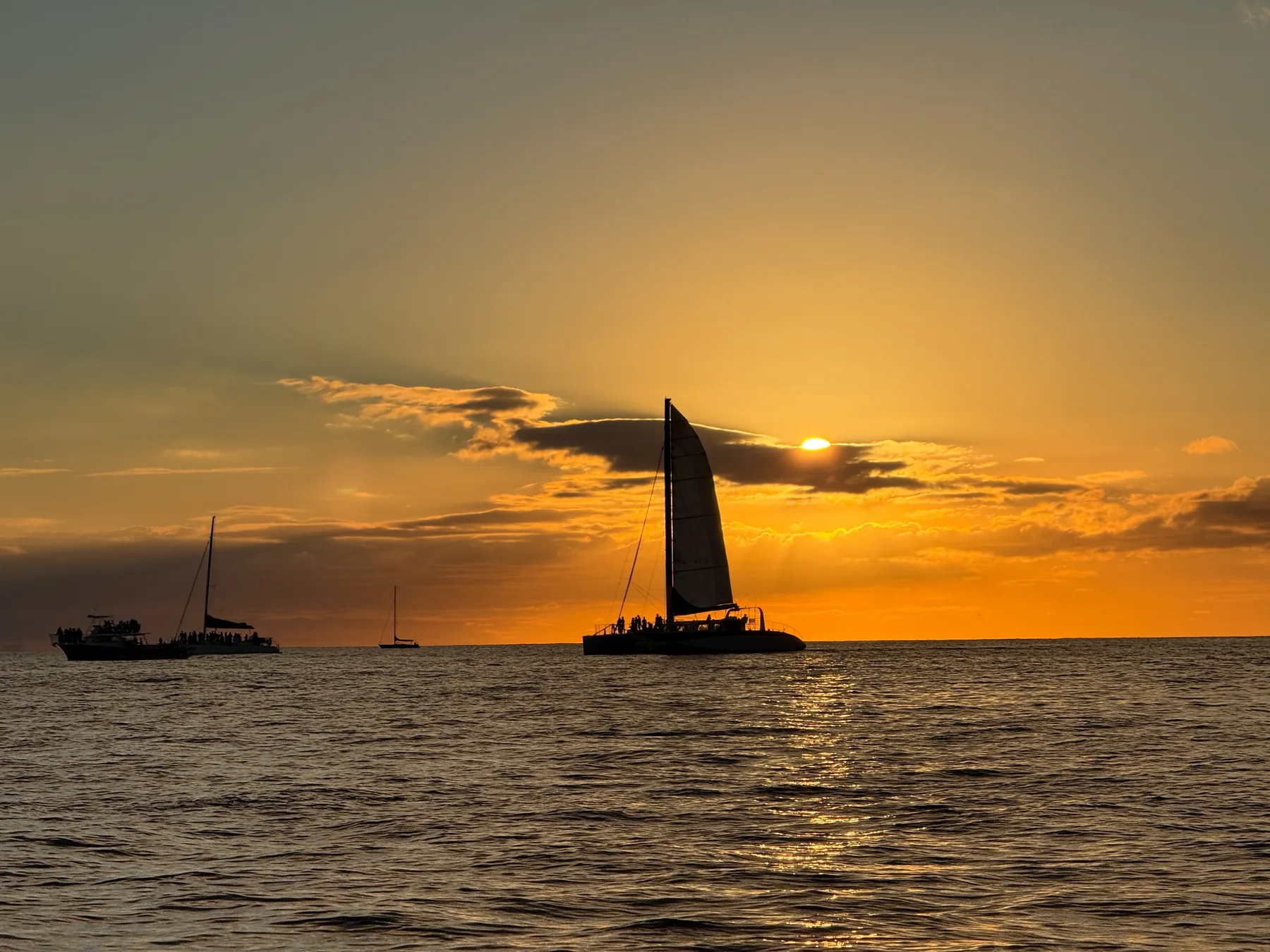 Golden sunset over the ocean off Honolulu